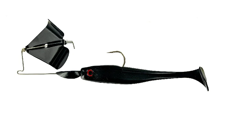 Fishing tackle travel strap-Big Bite Suicide Shad Buzzbait 1/4oz w/spare Black Blade/Black