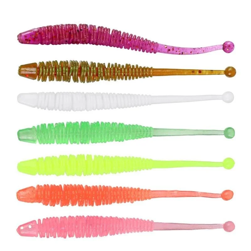 Fishing hook rust balance-10Pcs/lot Jig Worm Fishing Silicone Soft Lures 60mm 0.6g shrimp odor Additive Artificial Rubber soft Bait Bass pesca Tackle