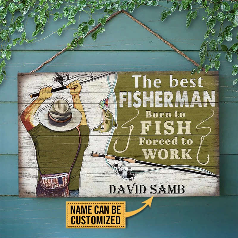 Fishing hook rust distance-Personalized Fishing The Best Fisherman Customized Wood Rectangle Sign