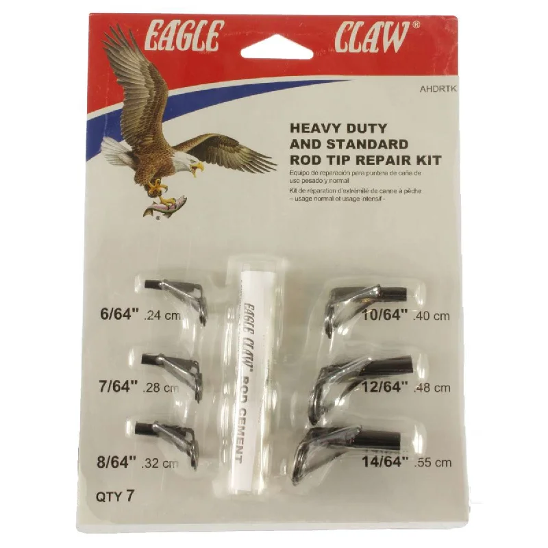 Fishing line durable hold-EAGLE CLAW Heavy-Duty Rod Tip Repair Kit, Heavy-Duty, Stainless Steel, Black #AHDRTK