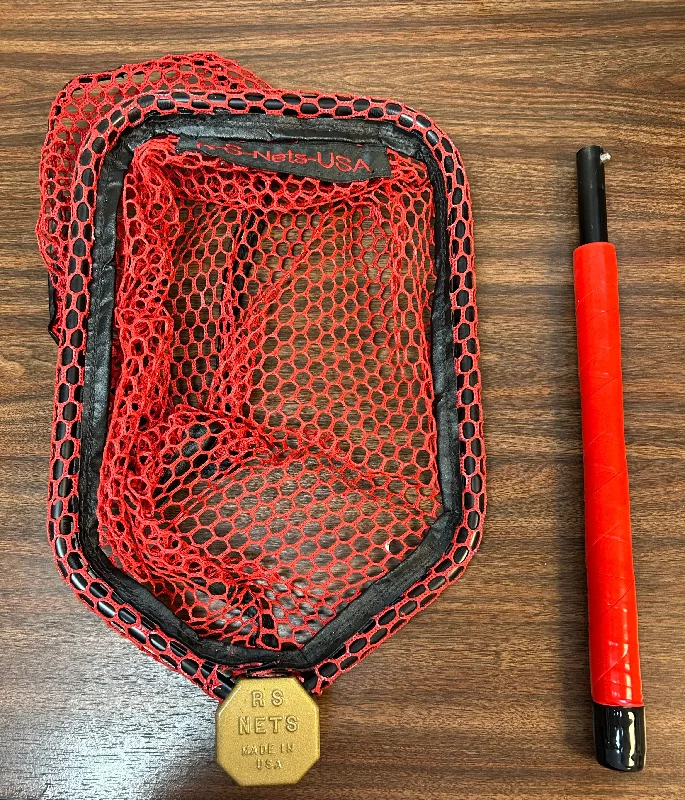 Fishing line cast reach-RS Nets USA - Yaker Net w/ 16" foam covered handle Red