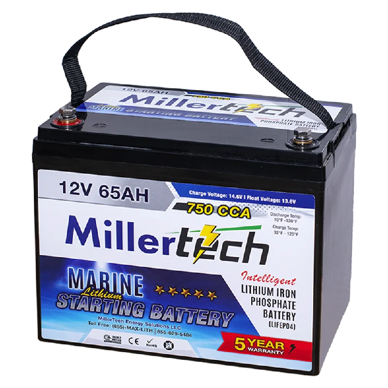 Fishing reel lightweight reach-Millertech Lithium Battery- 12V 65AH Marine Lithium Starting Battery