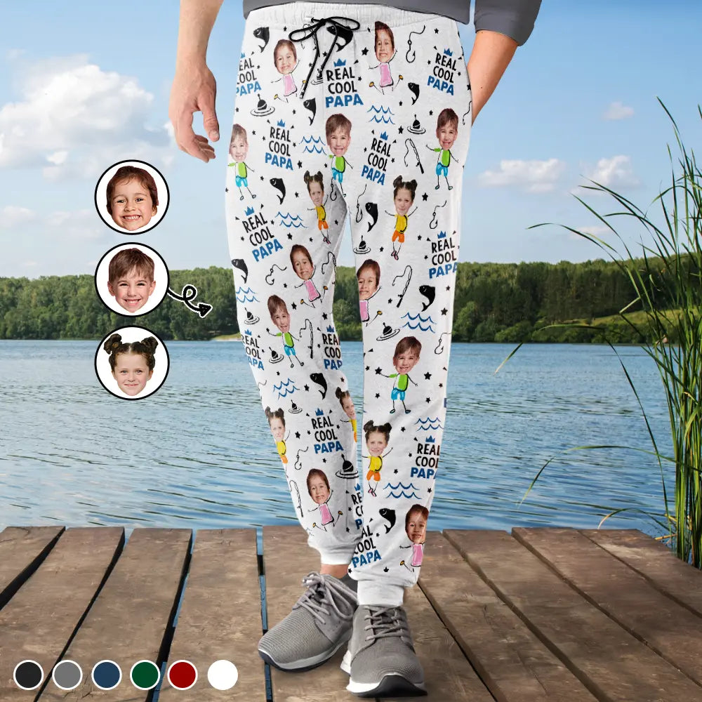 Fishing hook glow distance-Custom Photo Reel Cool Papa Dad Funny Kids - Personalized Sweatpants