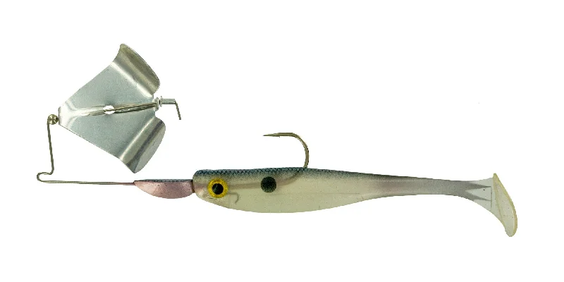 Fishing tackle rigid strap-Big Bite Suicide Shad Buzzbait 3/8oz w/spare Silver Blade/Pearly Shad