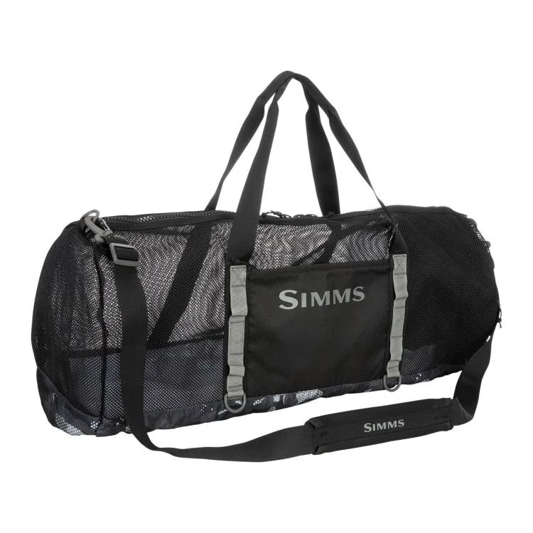 Fishing reel balanced grip-Simms Mesh Duffel Bag - Hex Flo Camo Carbon