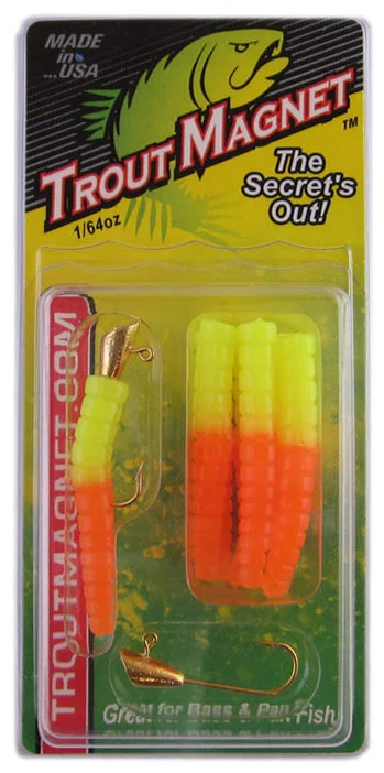 Fishing bait scent stability-Leland Trout Magnet 1/64oz 9ct Orange/Chartreuse